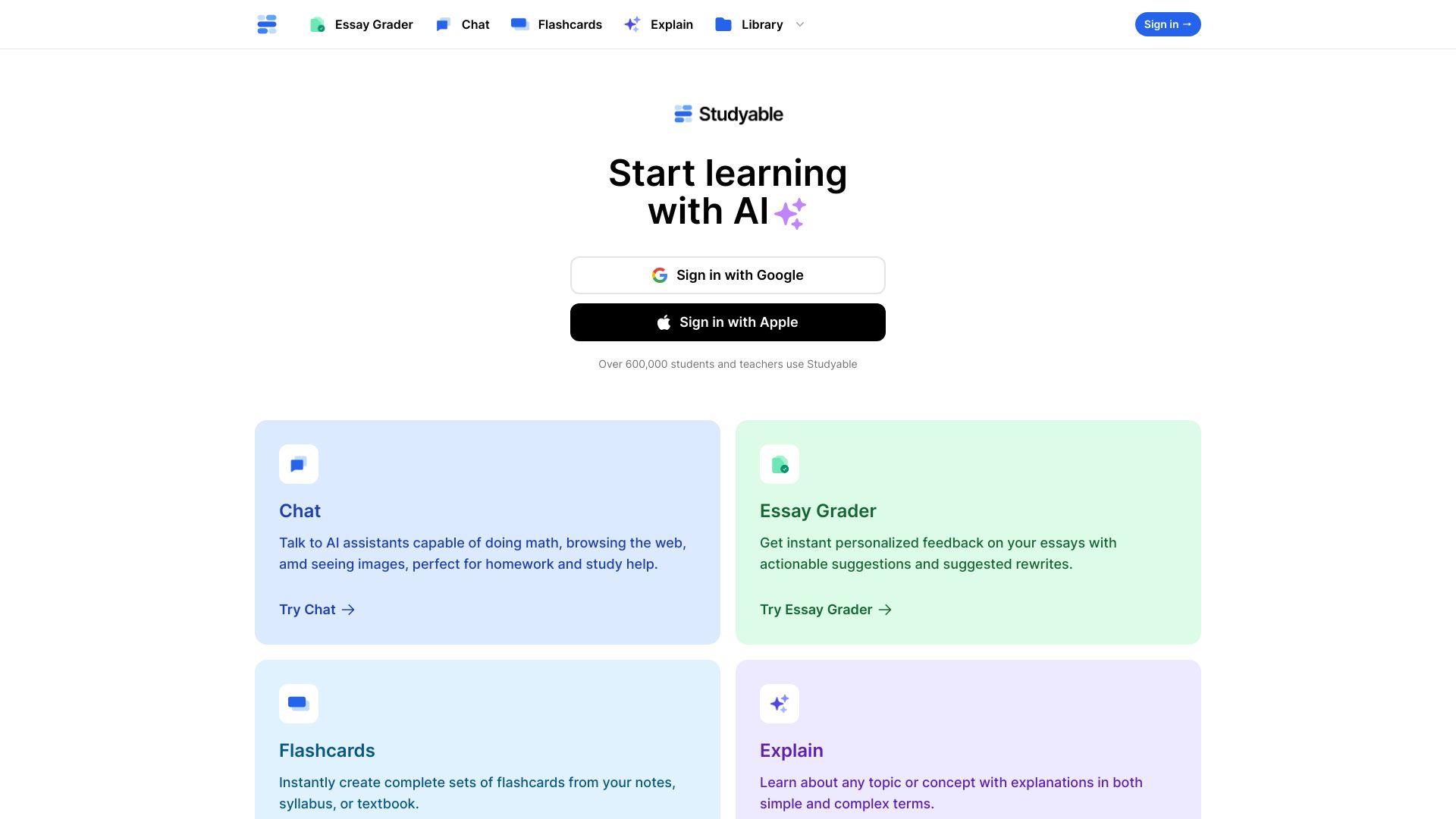 Studyable – AI Learning Tools & Flash Cards