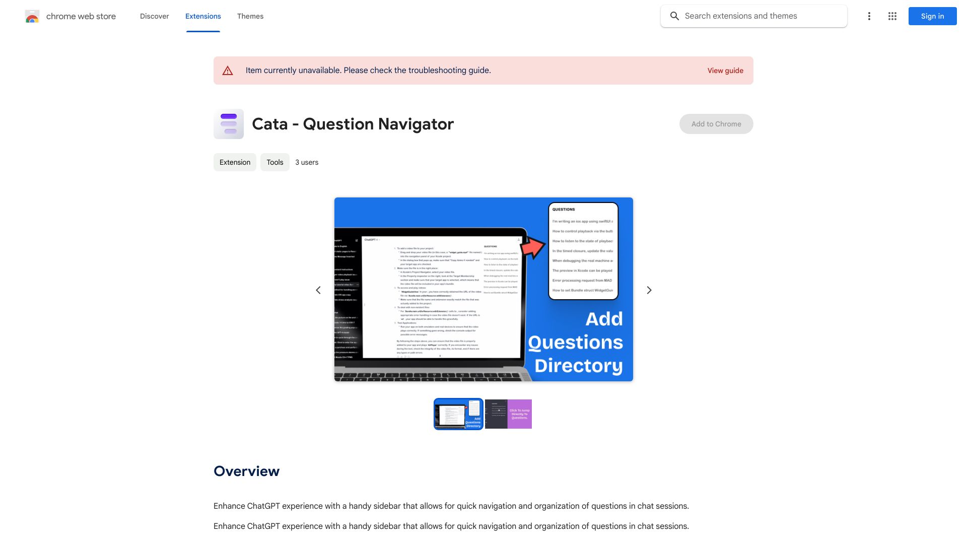 Cata – Question Navigator