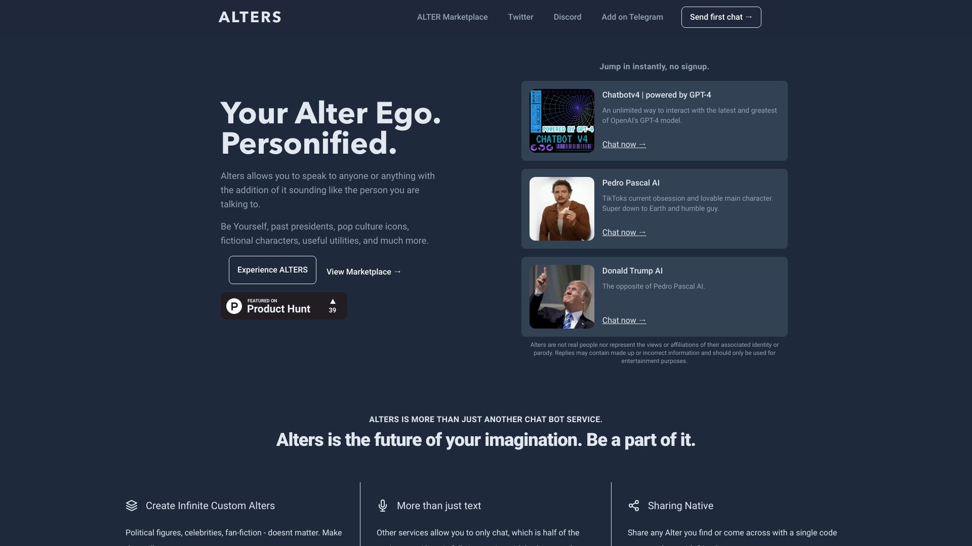 ALTERS – Your AI Alter ago personified