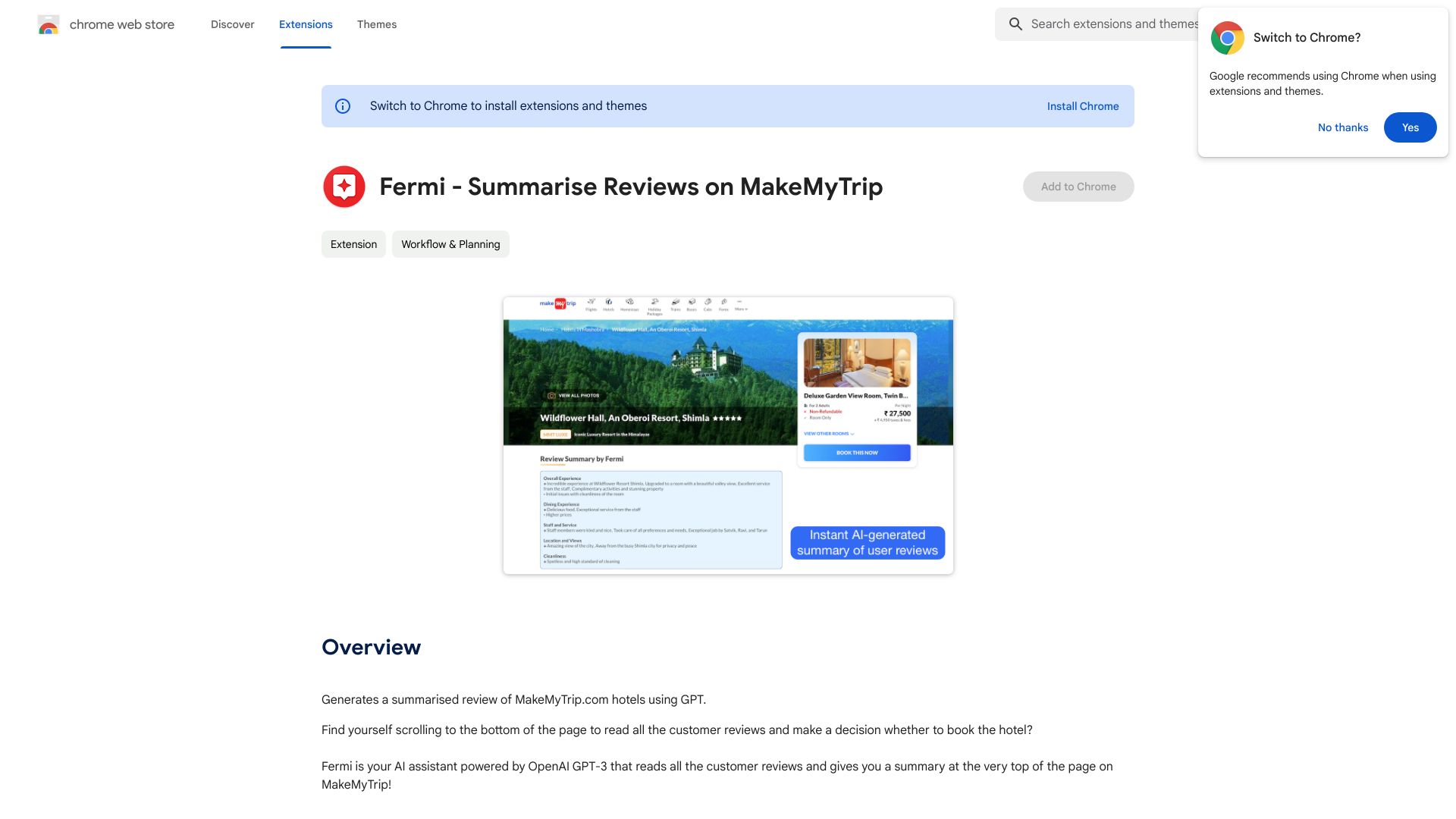 Fermi – Summarise Reviews on MakeMyTrip