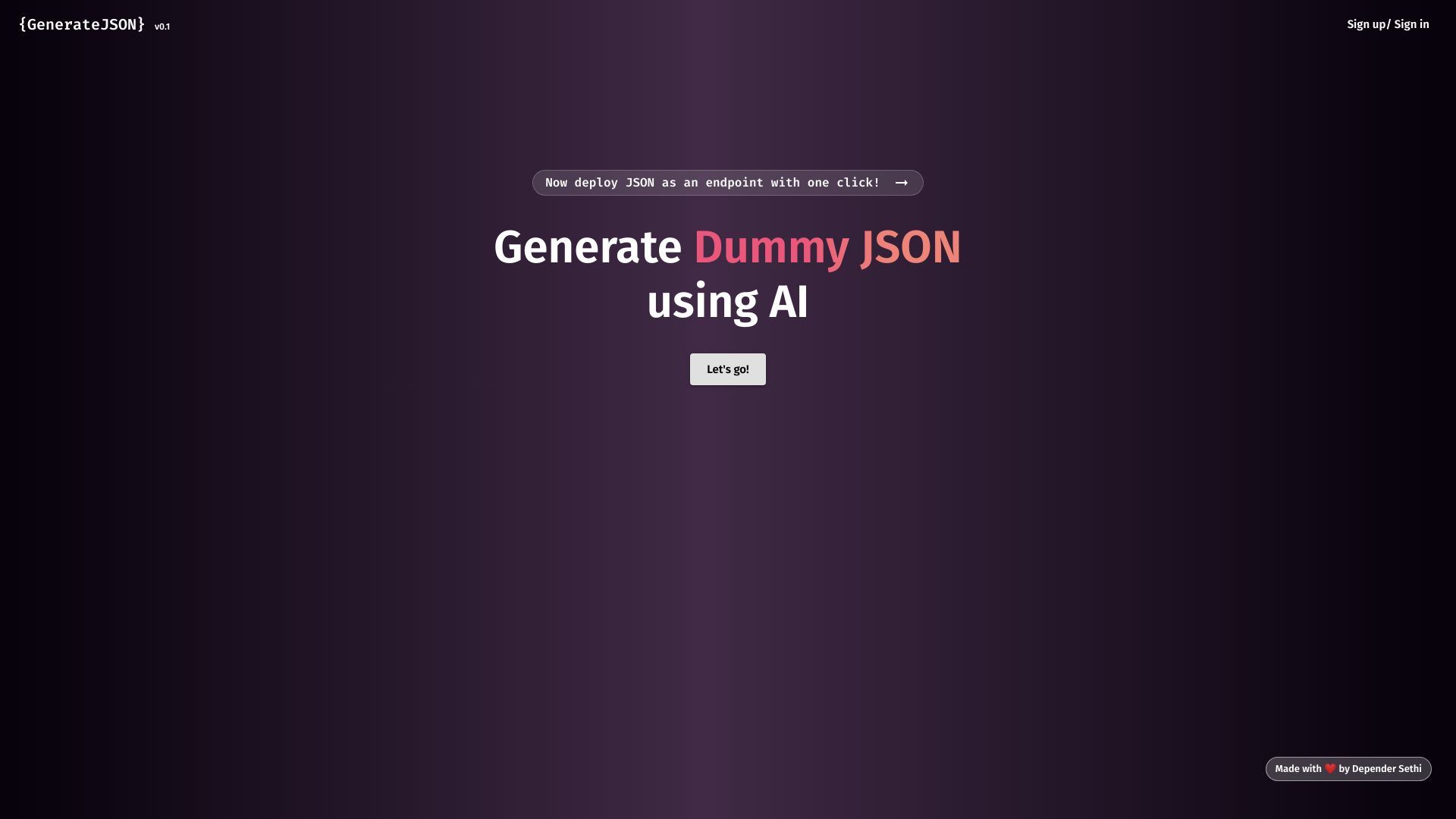 Generate JSON