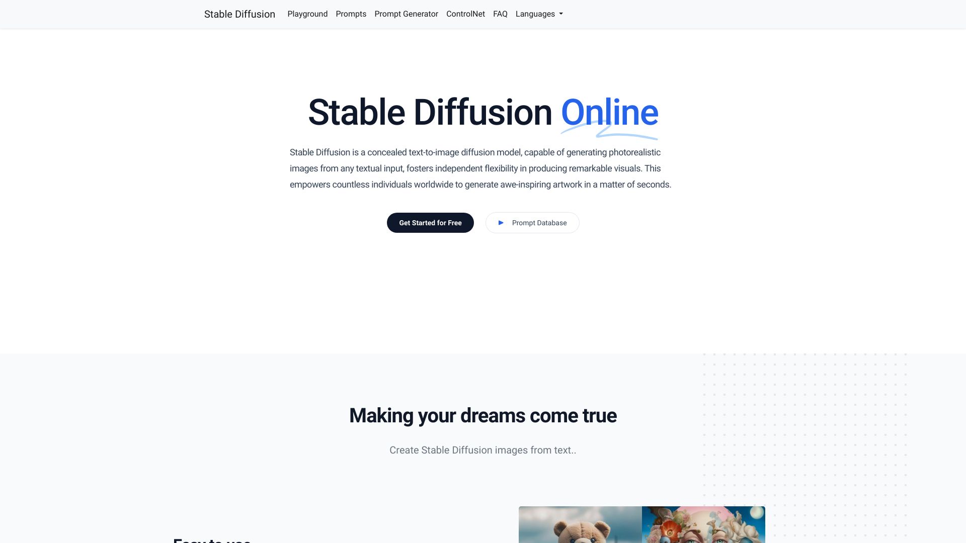 Stable Diffusion Online