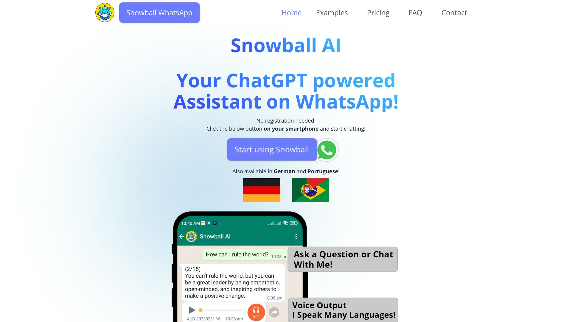 Snowball AI – ChatGPT in WhatsApp