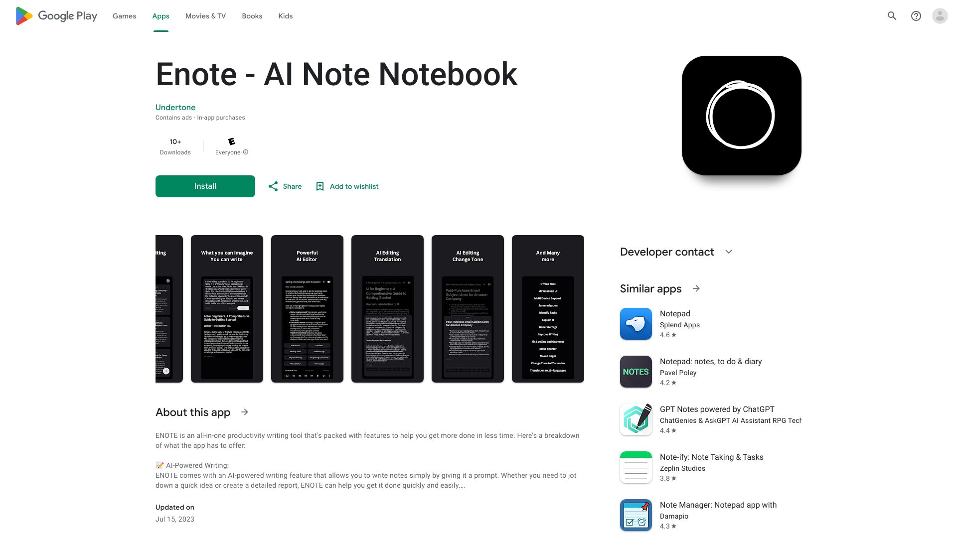 Enote – AI Note Notebook