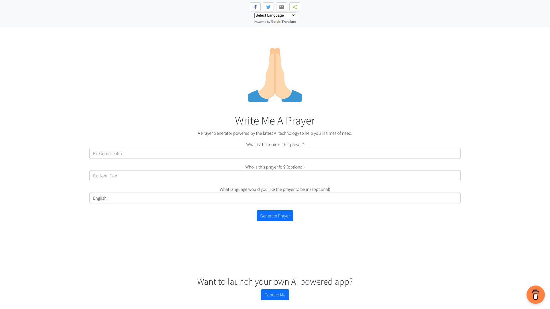 Write Me A Prayer – AI Prayer Generator