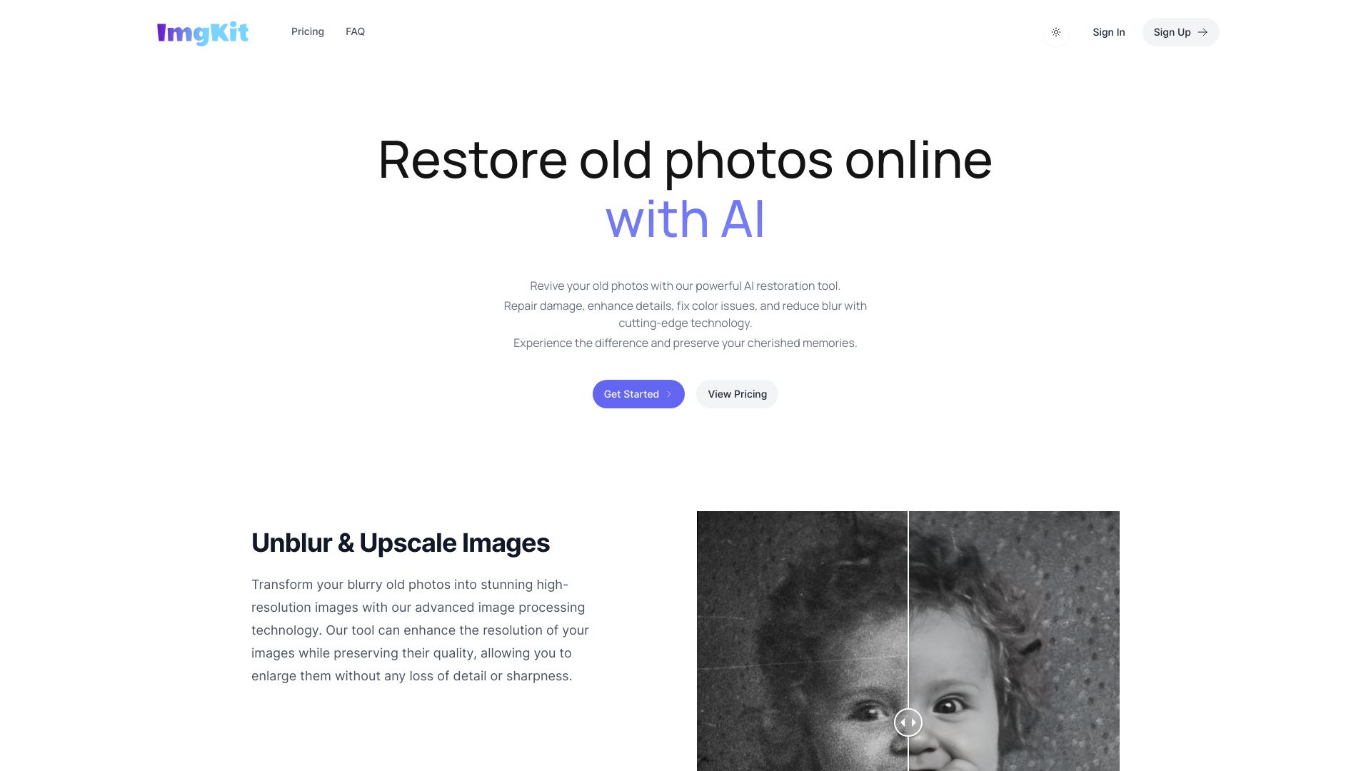 AI Old Photo Restoration Online – ImgKit