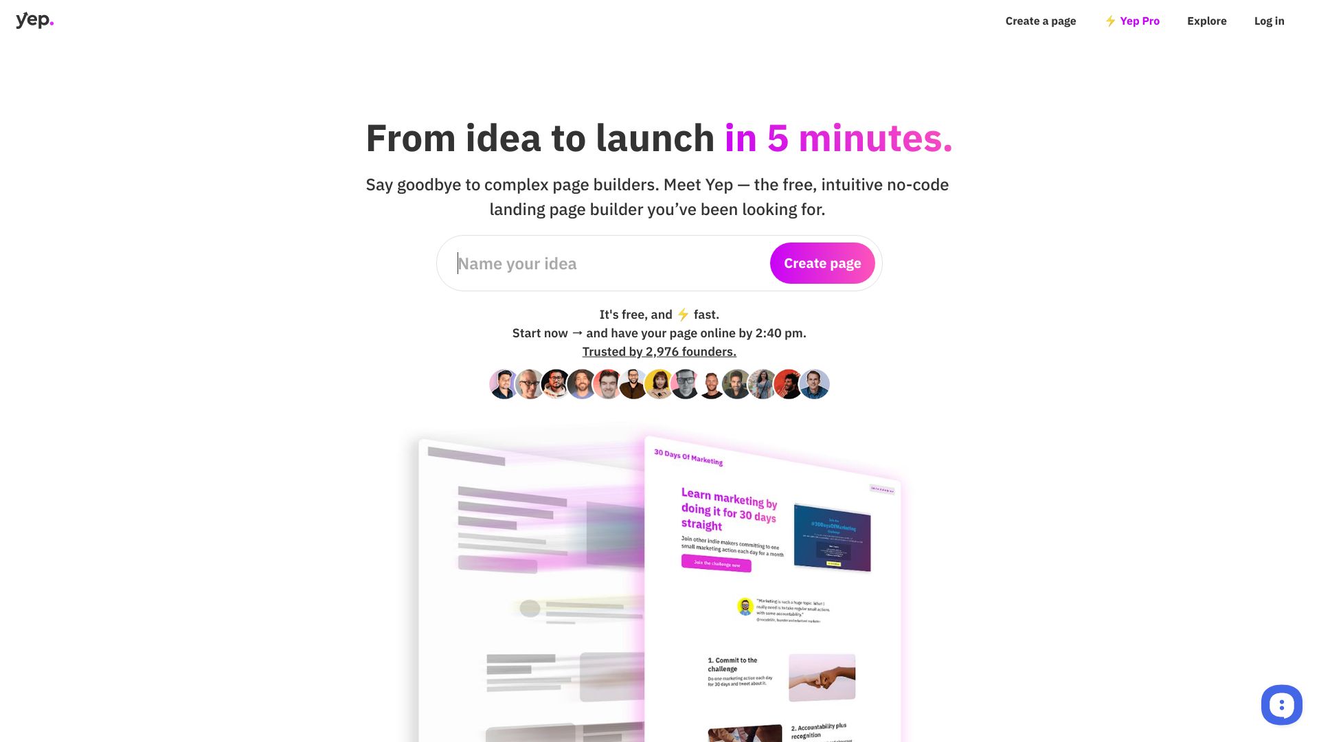 Yep.so – From idea to launch in 5 mins.