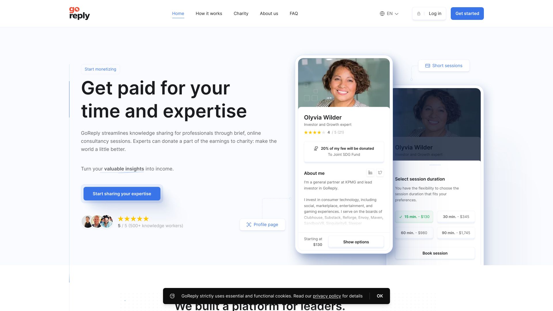 GoReply – Platform for professionals to monetize expertise & time