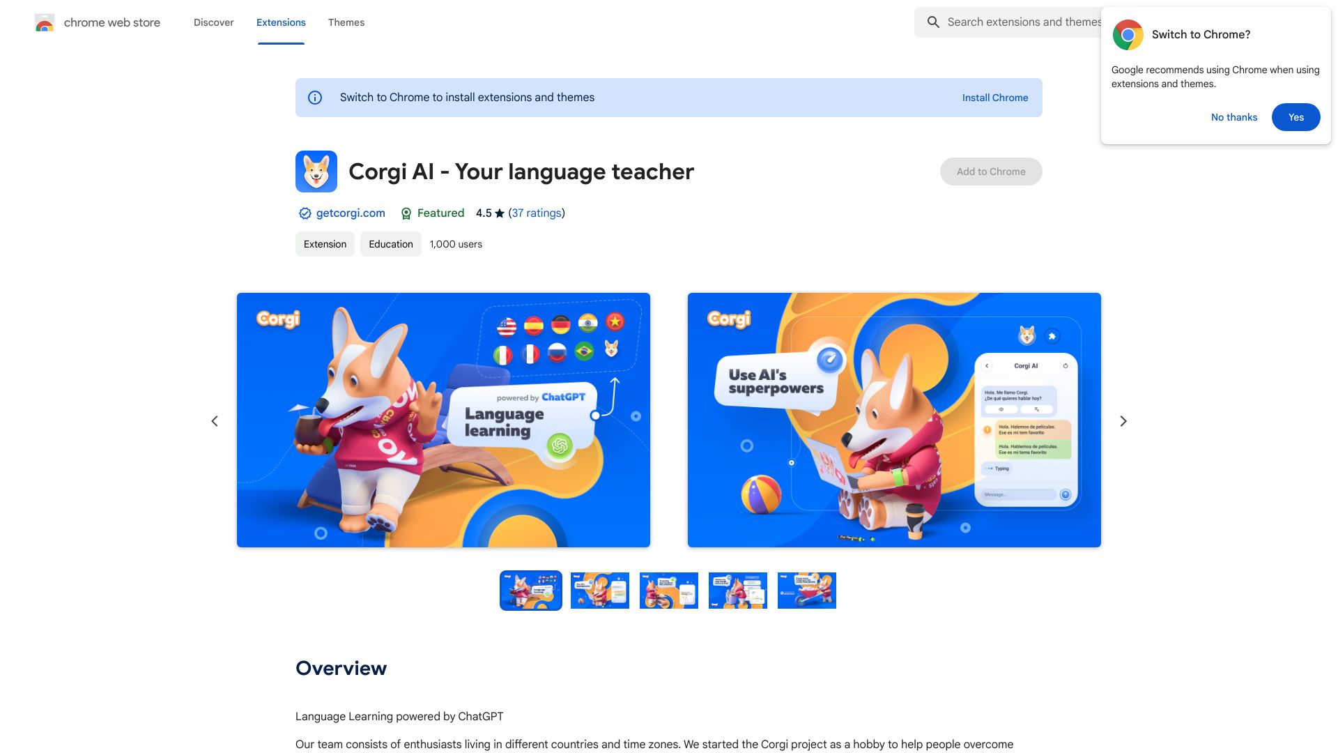 Corgi AI – Your language teacher