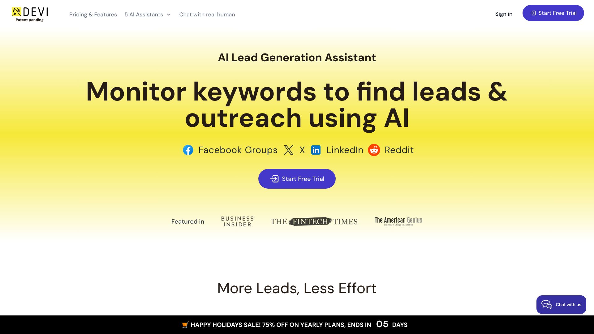 Devi | AI Social Media Leads Monitoring and Outreach Tool