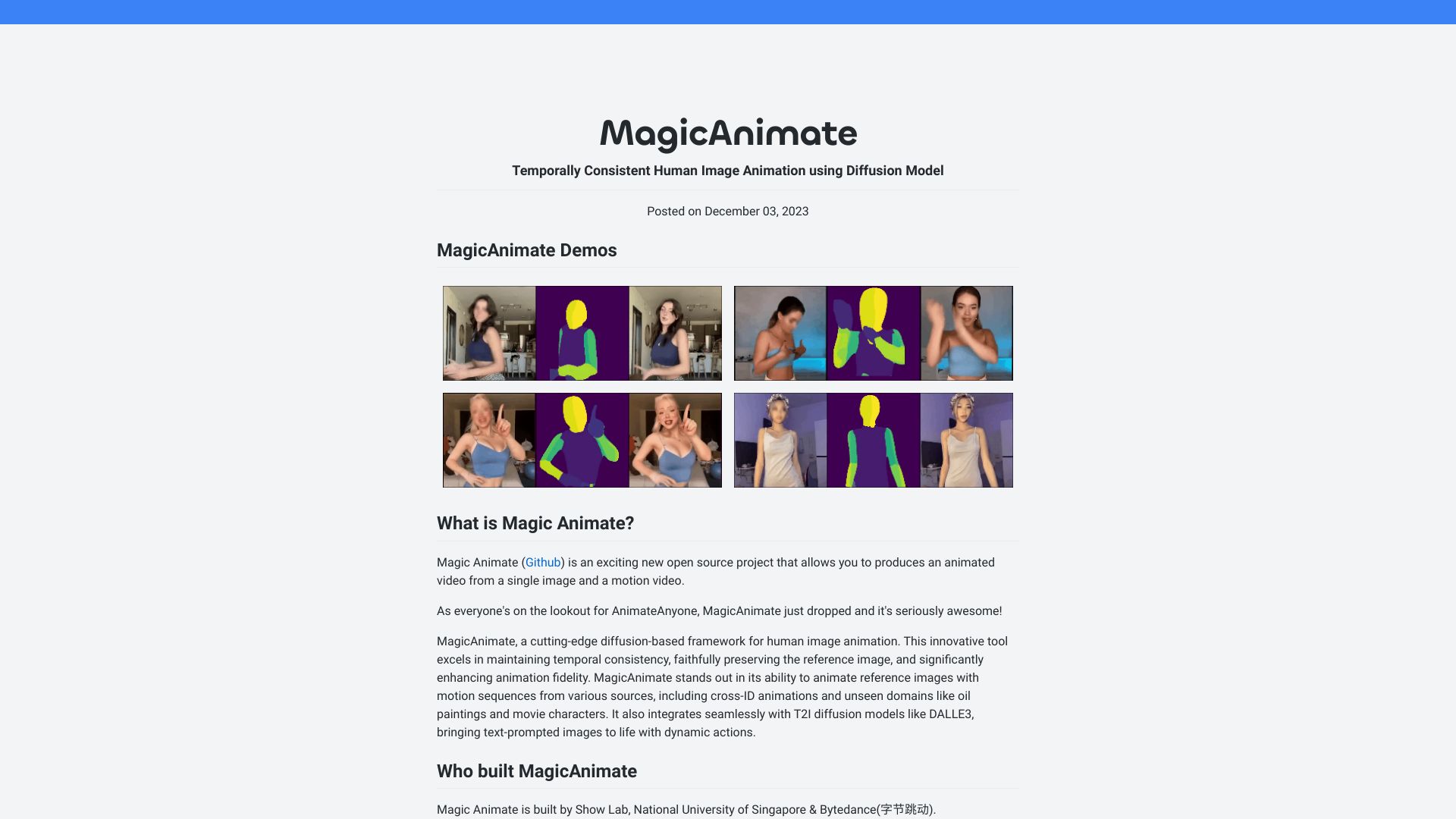 MagicAnimate Playground