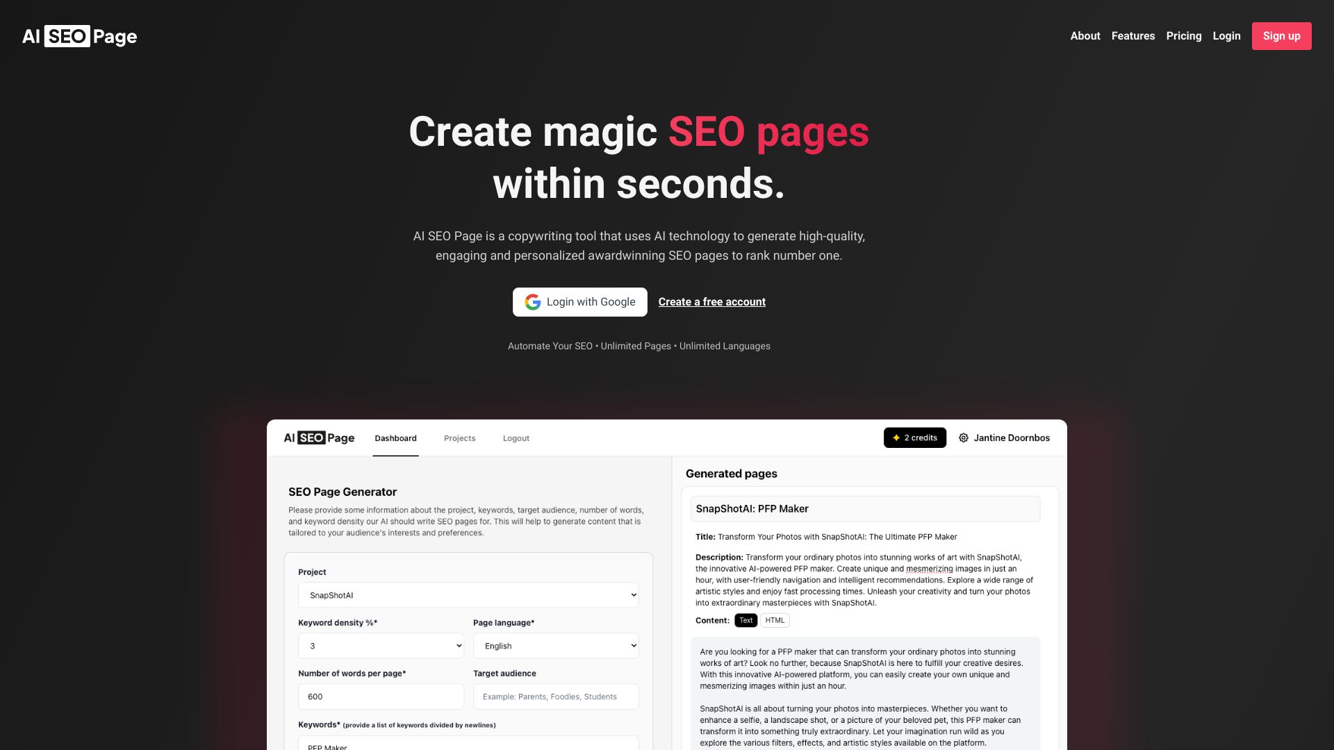 AI SEO Page