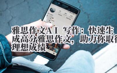 雅思作文AI写作：快速生成高分雅思作文，助力你取得理想成绩